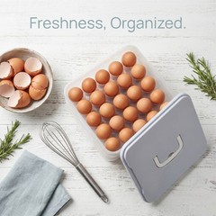 Stackable Egg Cartons Clear Holder Tray with Lid Container for Refrigerator