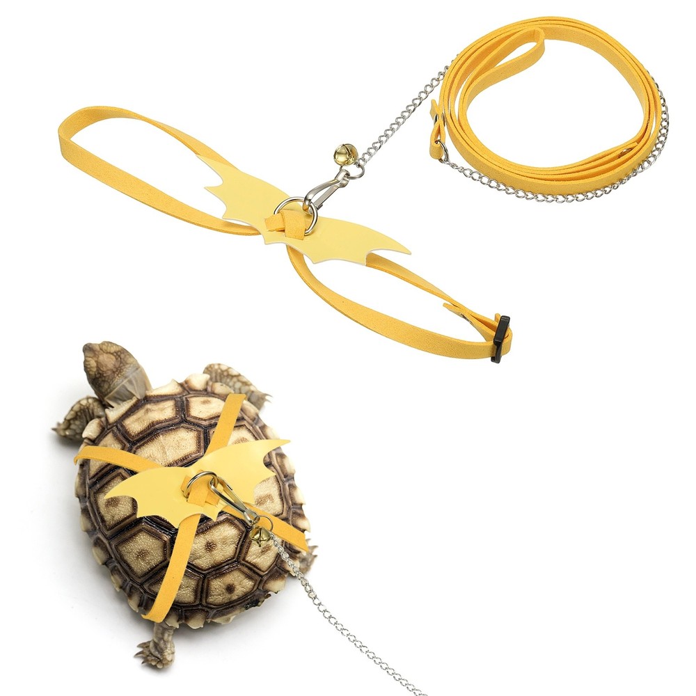 Tortoise Leash Harness with Bell Wings Leather Small Yellow