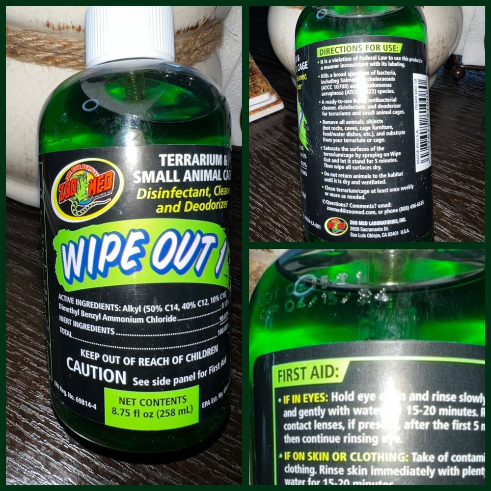 Zoo Med Wipe Out 1 terrarium & small Animal Caged 8.75 fl oz [Brand New]