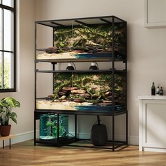 120 Gallon Reptile Tank Stand – 48″x24″ Terrarium for Stacked 4x2x2 PVC Tanks