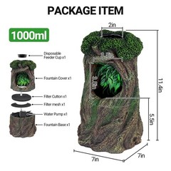 REPTI ZOO Reptile Waterfall Drinking Fountain with Food Dish, 1000ML Large Re…