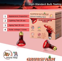 2.5″ 60W Compact Red Infrared Heat Lamp Bulb Basking Spot Light for Reptiles