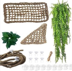 Bearded Dragon Hammock,Reptile Lounger Lizard Natural Seagrass Habitat Decor Rep