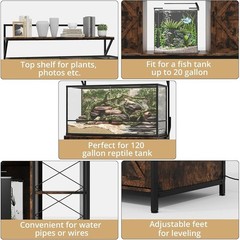 Reptile Tank Stand 40 to 120 Gallon Terrarium W/ Storage Power Outlets New