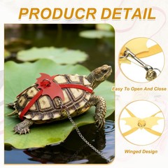 Tortoise Leash Harness with Bell Wings, ( Leather, Small, Pink/Bright Red )