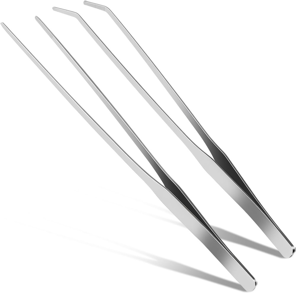 2 Pcs Reptile Feeding Tongs, 10.6IN Straight & Curved Extra Long Tweezers, Pr…