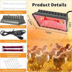 2 Pack 250W Infrared Heat Lamp for Poultry, Chicks & Small Pets
