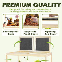 Reptile Tank, 65 Gallon Beard Dragon Tank, Tempered Glass Reptile Encloure and S