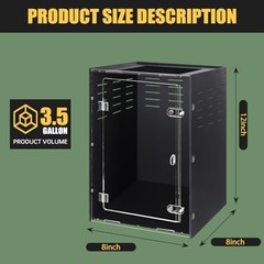 Reptile Tank 8x8x12 Terrarium – PVC Enclosure for Small Reptiles & Invertebrates