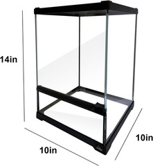 Reptile Glass Terrarium 10x10x14in with Front Door for Crested Gecko & More