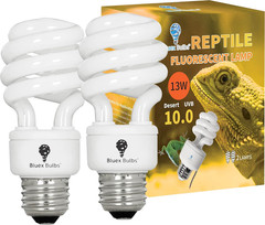 2 Pack 13-Watt Reptile Bulb Desert UVA UVB Light – 10.0 UVB Reptile Light – Comp