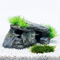 Aquarium Cave & Betta Hideout – Natural Resin Fish Tank Decorations, Small Tu…