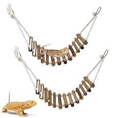 VCEPJH Reptile Bridge for Terrarium 2 Pack Wooden Bearded Dragon Climbing Lad…