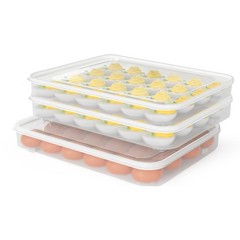 77L Deviled Egg Containers with Lid, (Set of 3), Plastic Egg Holder for Refri…