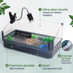 Large Turtle Tank Kit for Aquatic Turtles – Complete Starter Habitat with Fil…
