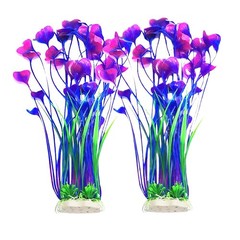 Artificial Aquarium Plants, Purple, 16 inch, 2 Pack | Plastic, Fish Tank Deco…