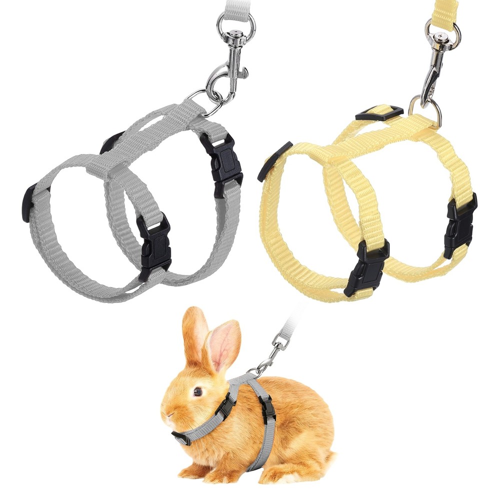 Rabbit Harness and Leash, Small Animal Harness( 2Pcs, Beige/Gray)