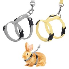 Rabbit Harness and Leash, Small Animal Harness( 2Pcs, Beige/Gray)