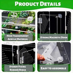 Jumping Spider Enclosure, Small Reptile Terrarium for Tarantula Hermit Crab