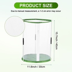 Outdoor Butterfly Habitat Cage Terrarium [White with Green, 12 x 12 x 16 Inch]