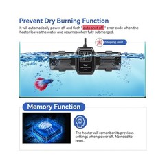 hygger Aquarium Heater, 500W 800W 1000W Submersible Fish Tank Heate… Fast Ship