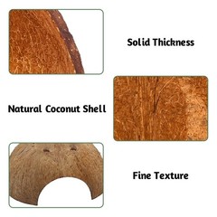 4 PCS Natural Coconut Reptile Hideouts Lizard Coco Hut Hermit Crab Hut Aquari…