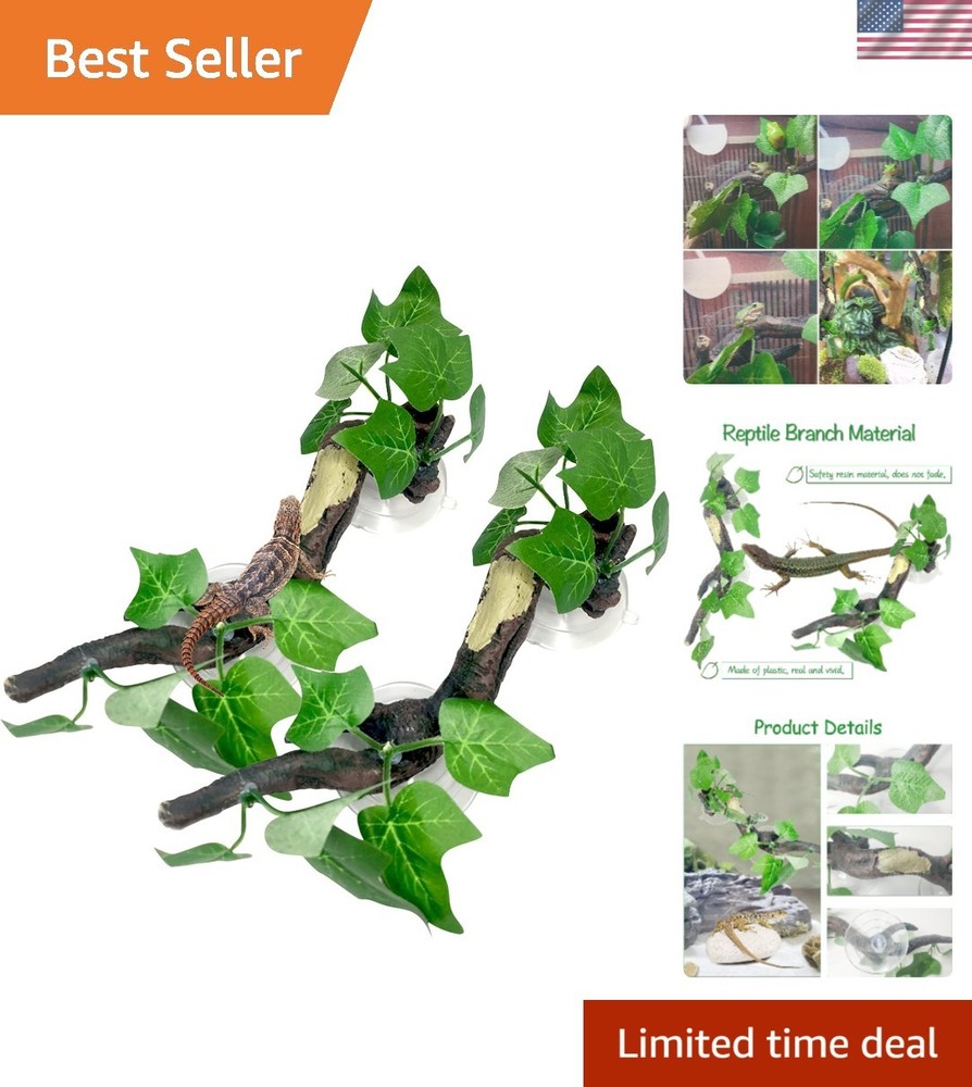 Safe Resin Climbing Branches for Snakes and Lizards – 2-Pack with Suction Cups