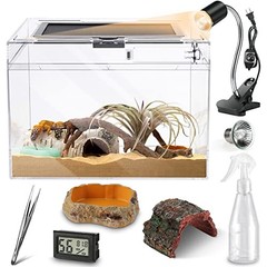 HELIME Reptile Polycarbonate Terrarium Kit 7 Piece Starter Habitat for Lizards
