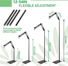 360° Adjustable Reptile Lamp Stand | Heavy Duty Metal Heat Lamp Holder (12-64In)