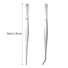 2pcs Stainless Steel Straight and Curved Nippers Tweezers Feeding Tongs