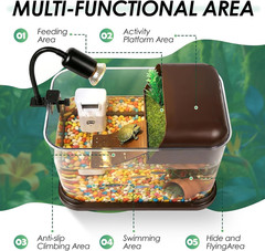 Turtle Tank Starter Kit, PC Turtle Tank Aquarium with Basking Platform, UVB Lamp
