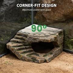 Extra Large Resin Reptile Cave Hideout, Rock-Style Basking Platform, Aquarium…