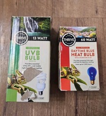 Thrive Reptile Daytime Blue Heat Bulb 60 Watt NEW + Tropical UVB Bulb 13 Watt