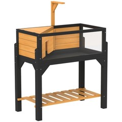 Wooden Tortoise Habitat Storage Shelf Clear Windows Openable Top Lamp Holder
