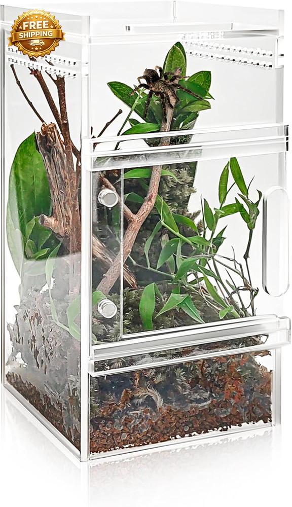 Pre-Assembled Jumping Spider Enclosure 3X3X6 Inch Acrylic Spider Cage Insect Ter