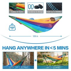 PNAEUT Handwoven Mayan Hammocks for Outside, Handwoven Thick Soft Rope Double…