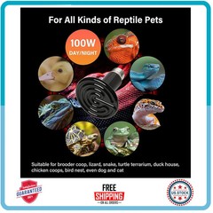 100W Ceramic Heat Emitter 2 Pack Reptile Brooder Lamp for Lizard Turtle Snake