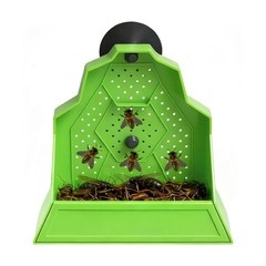 Green Reptile Feeding Bowl Reptile Corner Feeder with Suction Cup Wall Mounted