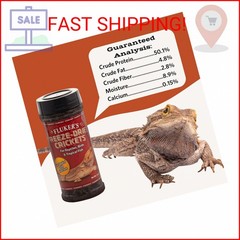 Fluker’s Freeze Dried Crickets, Ideal for Reptiles, Birds, and Fish, Packed with