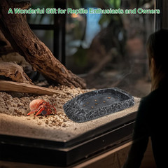 Reptile Water Dish for Bearded Dragon Tank Accessories, Hermit Crab Food Bowl R