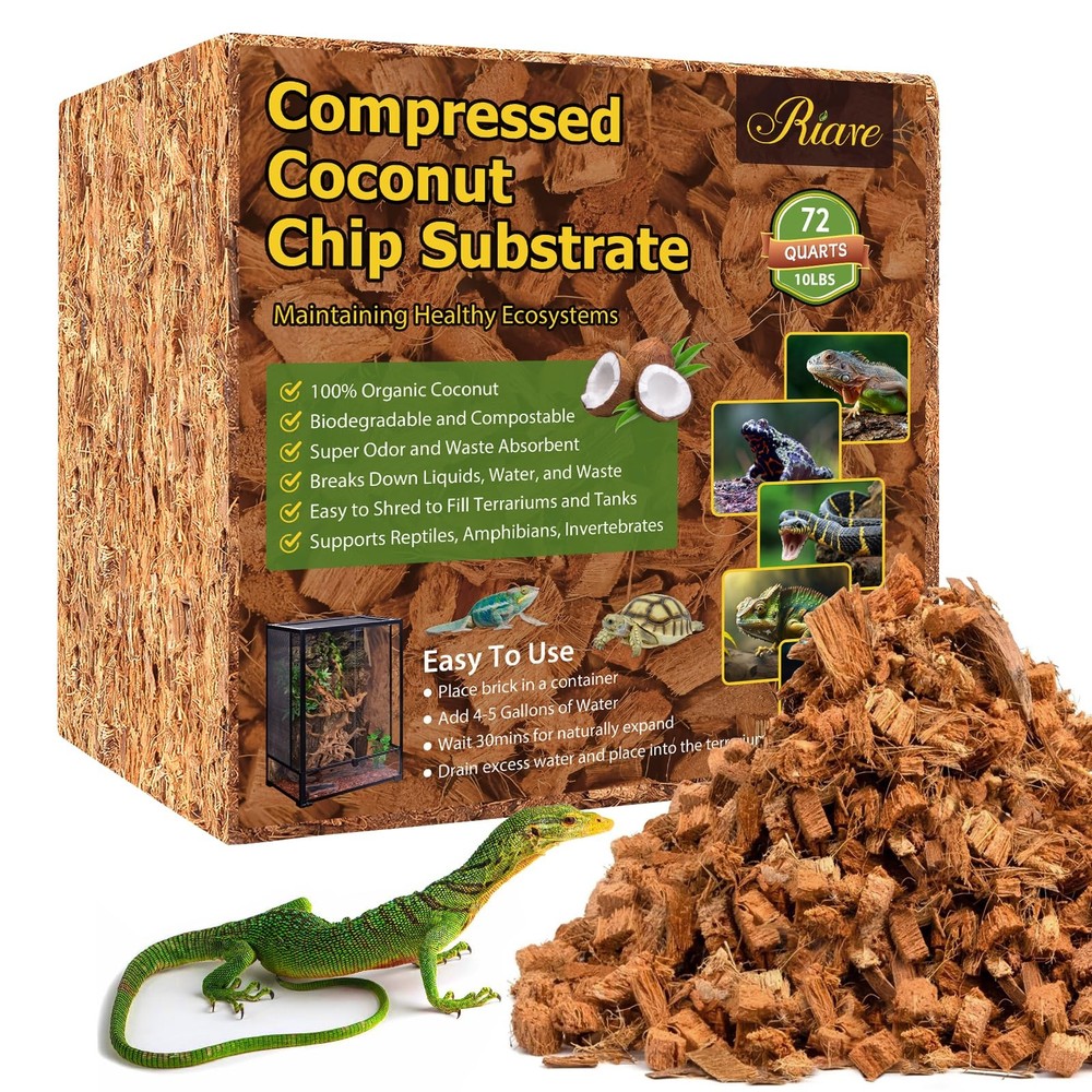 10LB Coconut Chip Substrate for Reptiles, 72 Quart Coconut Fiber Substrate Co…