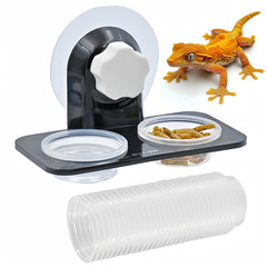 Crested Gecko Feeding Ledge [Non-Suction Cup], with 30 pcs 0.5oz Food Cups, Rept