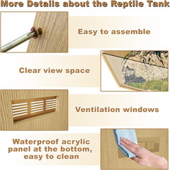43 Gallon Reptile Terrarium Tank, Large Snake Enclosure, Lizard, Leopard Gecko T