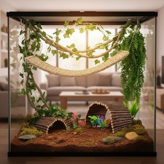 Tropical Reptile Habitat Accessories: Bearded Dragon Hammock & Jungle Vines