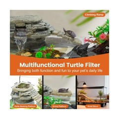 MIXJOY 130GPH Turtle Tank Filter, Ultra-Quiet Turtle Filter with Turtle Baski…