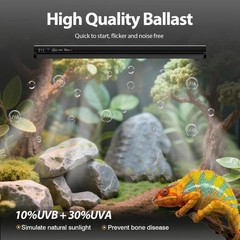 T5 HO 10.0 UVB Light for Reptiles, 24W Light Fixture Combo Kit with Switchabl…