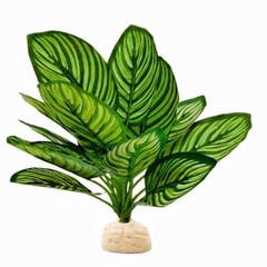 Artificial Calathea Makoyana Plant Reptile Terrarium Decor 10.2″ Gecko