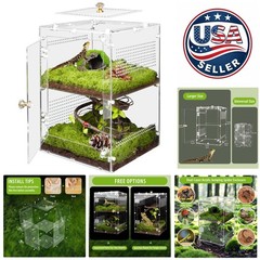2 in 1 Customizable Acrylic Terrarium for Jumping Spiders and More, 12”x8”x8”