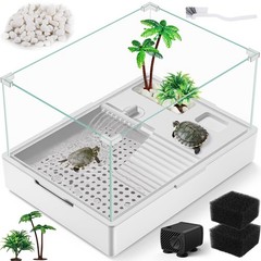 MoonOrange Small Turtle Tank (Tank + Water Pump), Acrylic Turtle Tank Starter…
