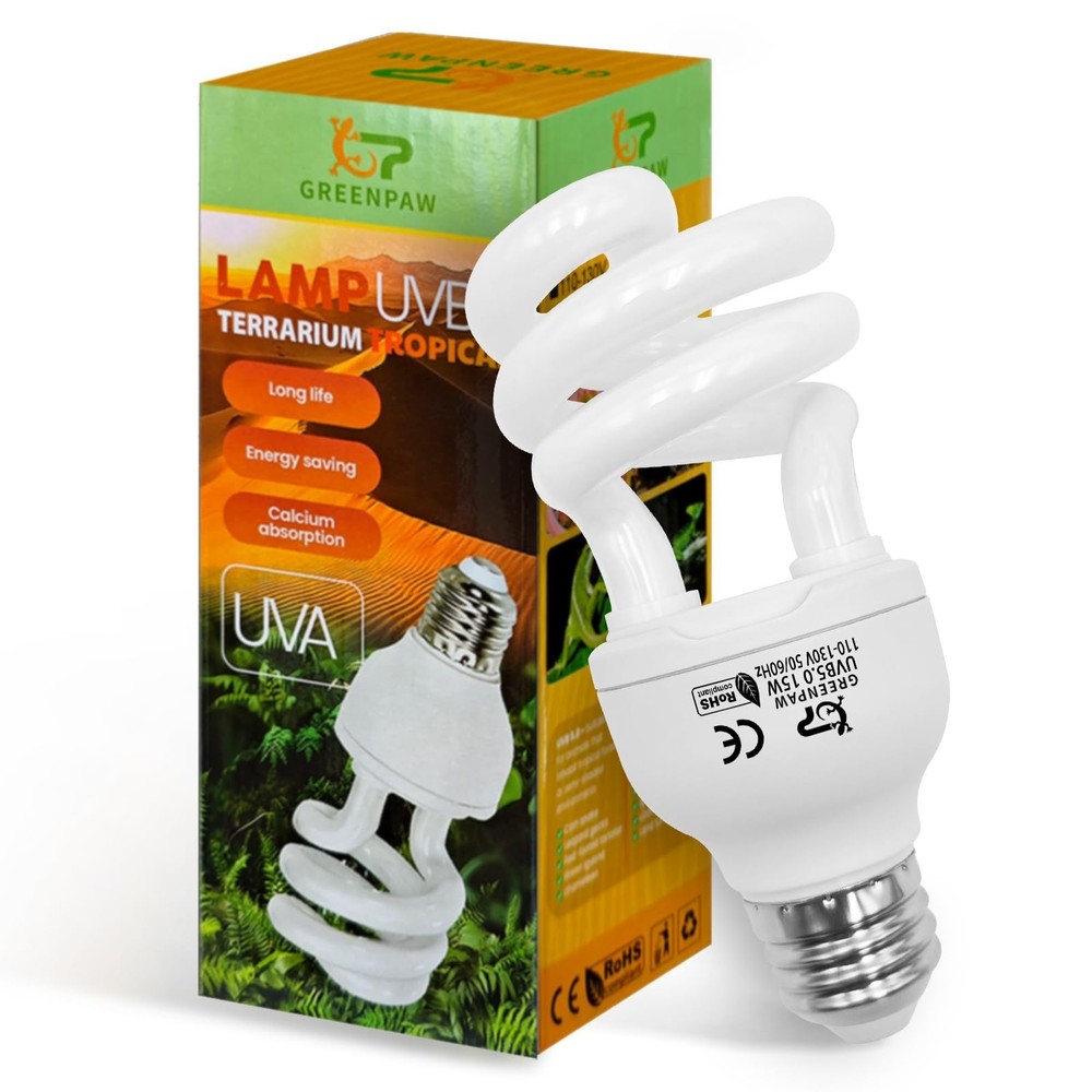 UVB Reptile Light, 5.0 15W UVA UVB Light for Reptiles, Spiral Compact Fluores…